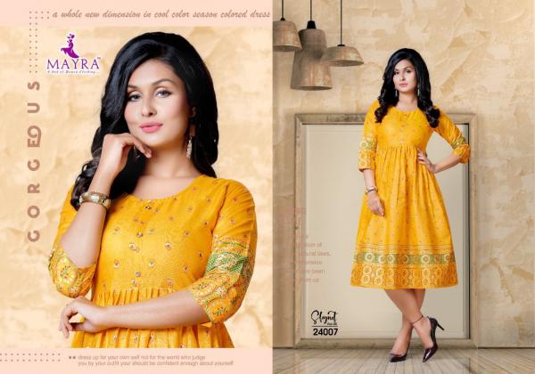 Mayra Skynet 5 Rayon Fancy Gold Print Kurti 